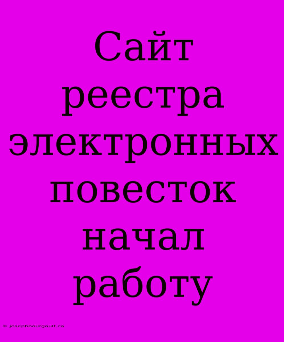 Сайт Реестра Электронных Повесток Начал Работу