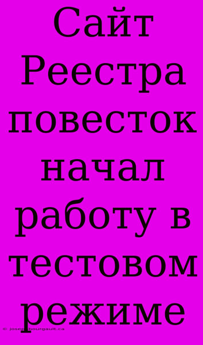 Сайт Реестра Повесток Начал Работу В Тестовом Режиме