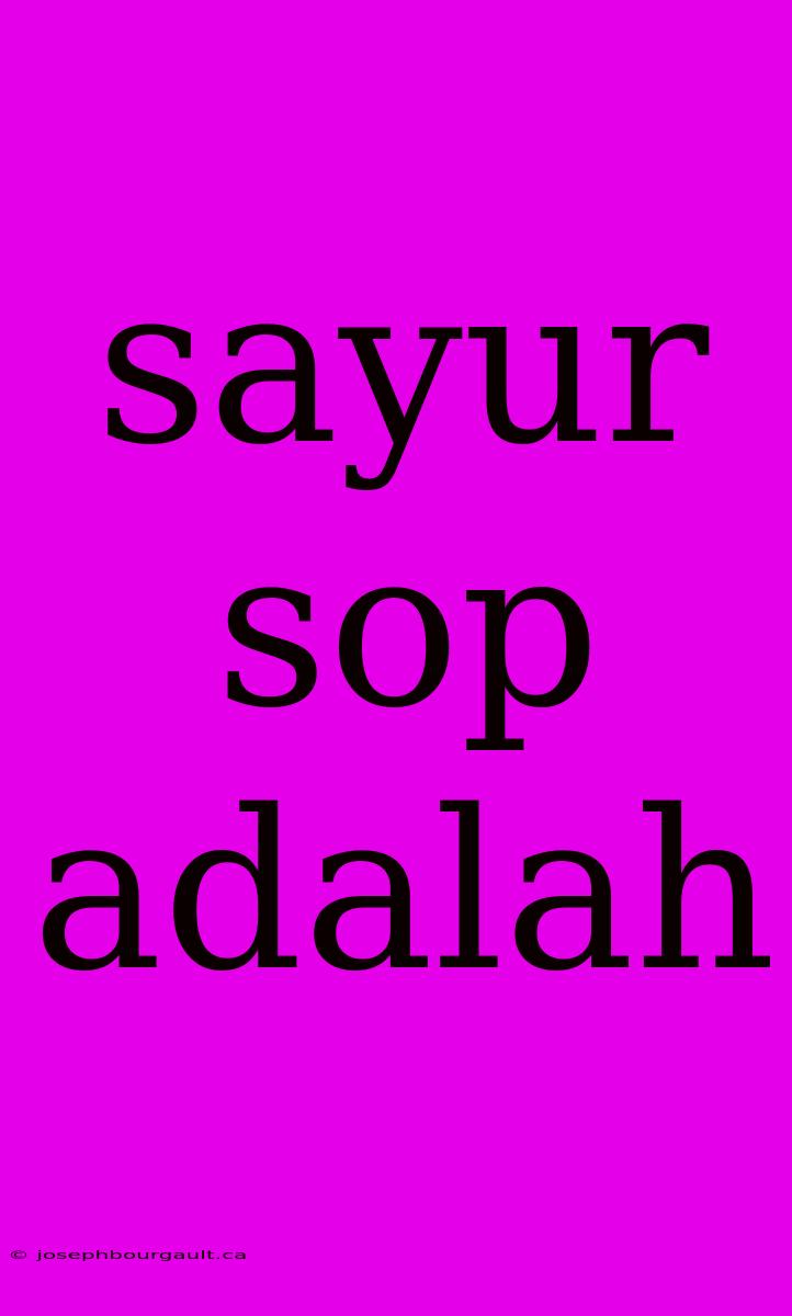 Sayur Sop Adalah