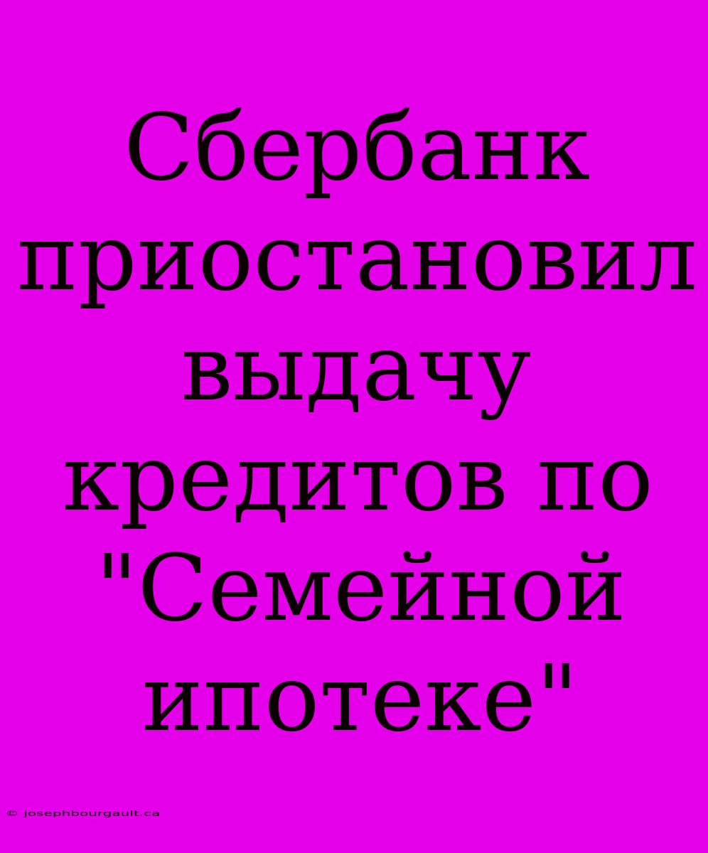 Сбербанк Приостановил Выдачу Кредитов По 
