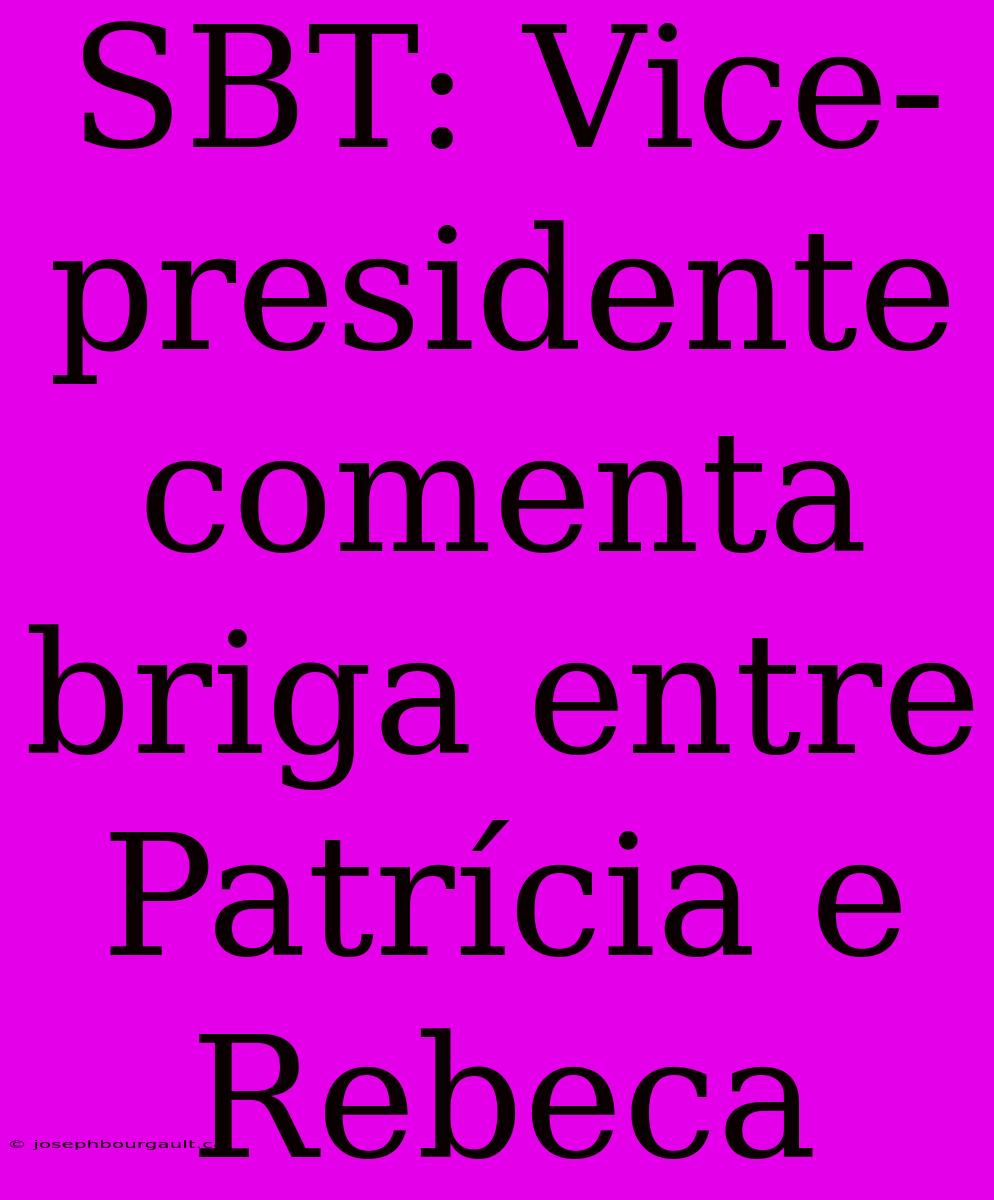 SBT: Vice-presidente Comenta Briga Entre Patrícia E Rebeca