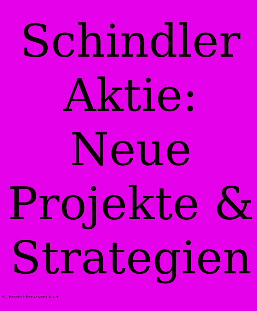 Schindler Aktie: Neue Projekte & Strategien