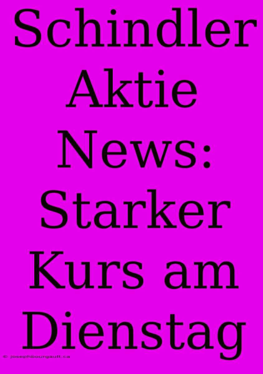 Schindler Aktie News: Starker Kurs Am Dienstag