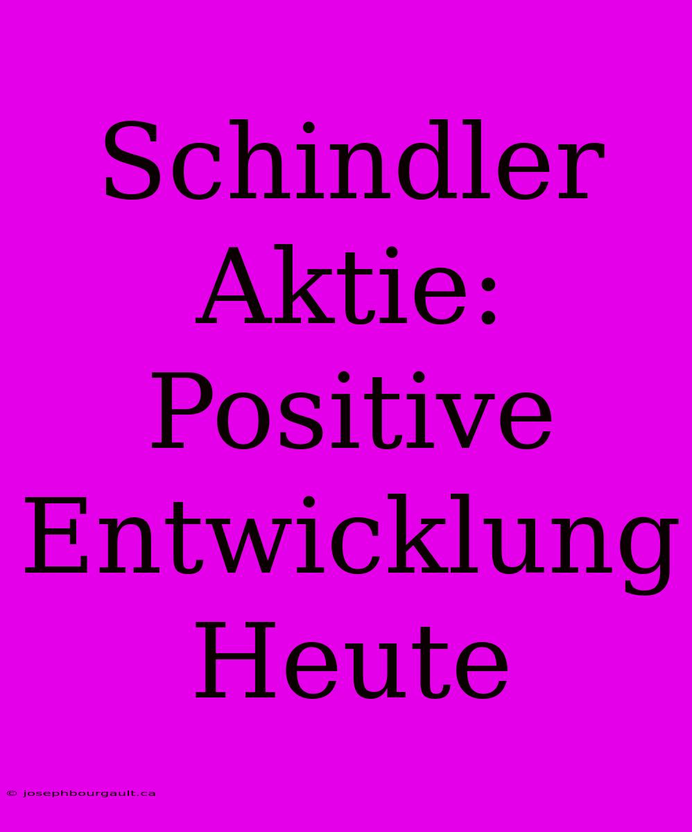 Schindler Aktie: Positive Entwicklung Heute