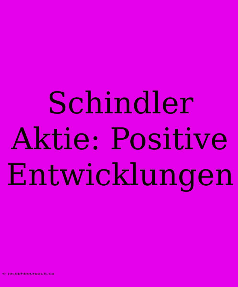 Schindler Aktie: Positive Entwicklungen