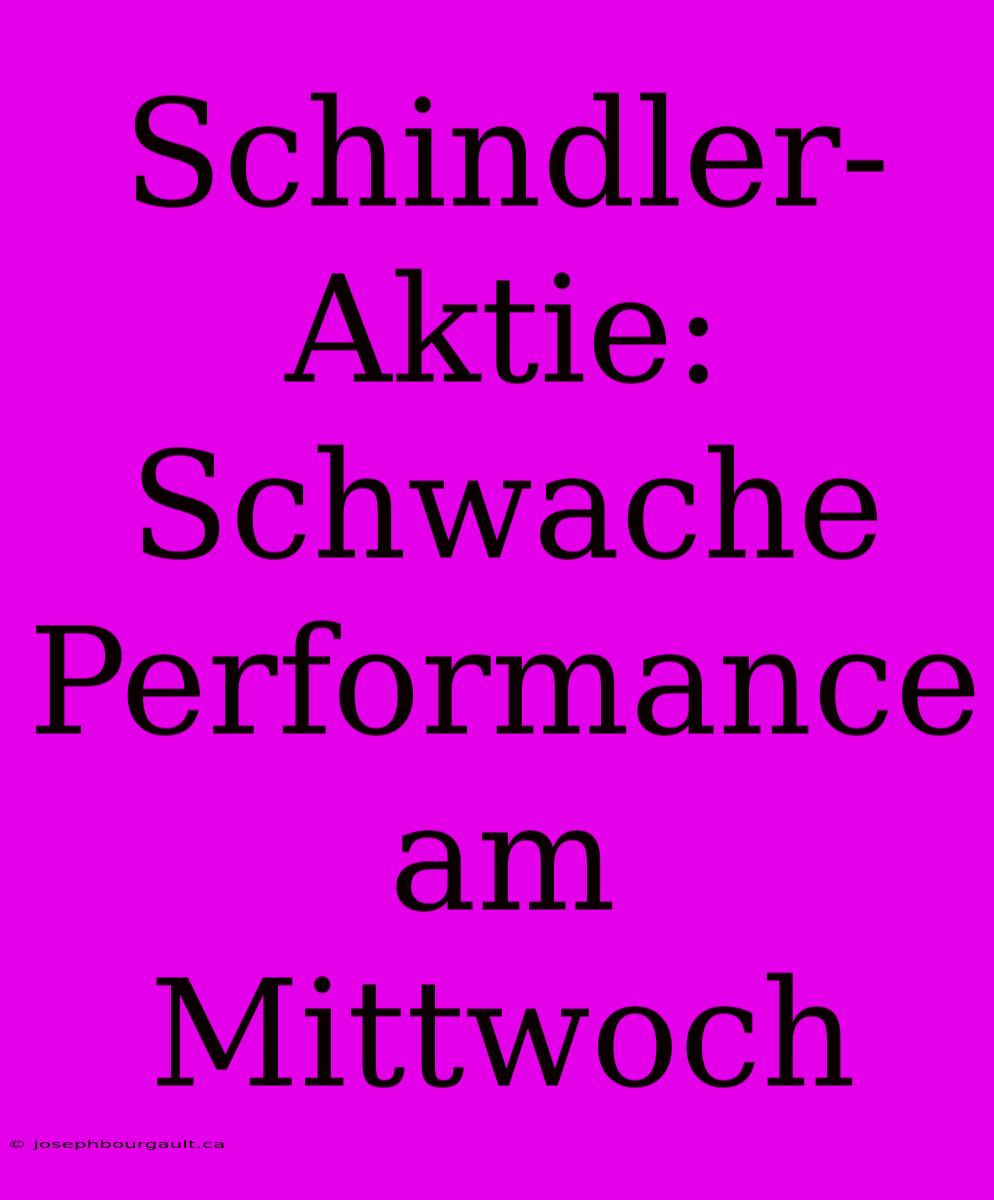 Schindler-Aktie: Schwache Performance Am Mittwoch