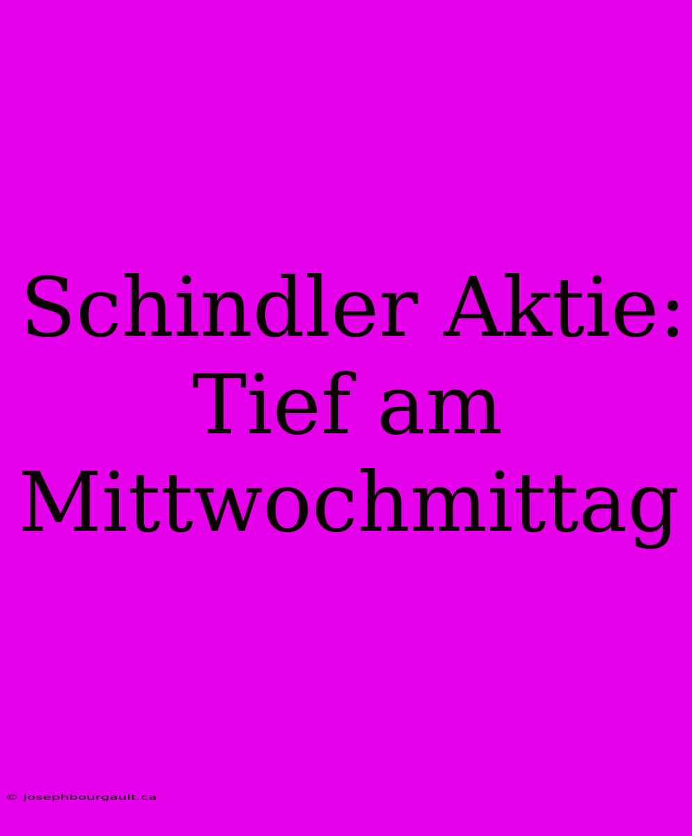 Schindler Aktie: Tief Am Mittwochmittag