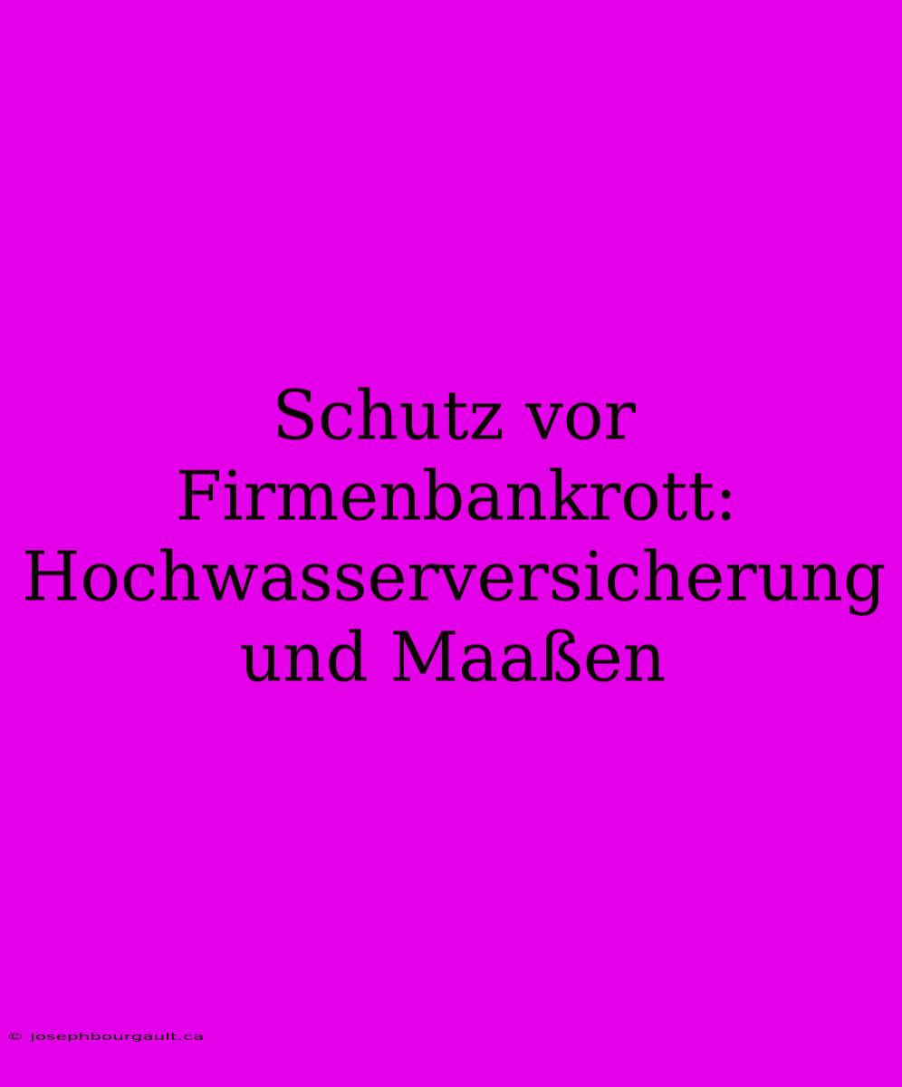 Schutz Vor Firmenbankrott: Hochwasserversicherung Und Maaßen