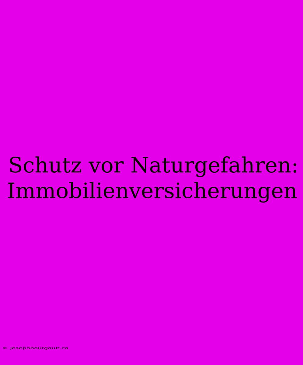 Schutz Vor Naturgefahren: Immobilienversicherungen