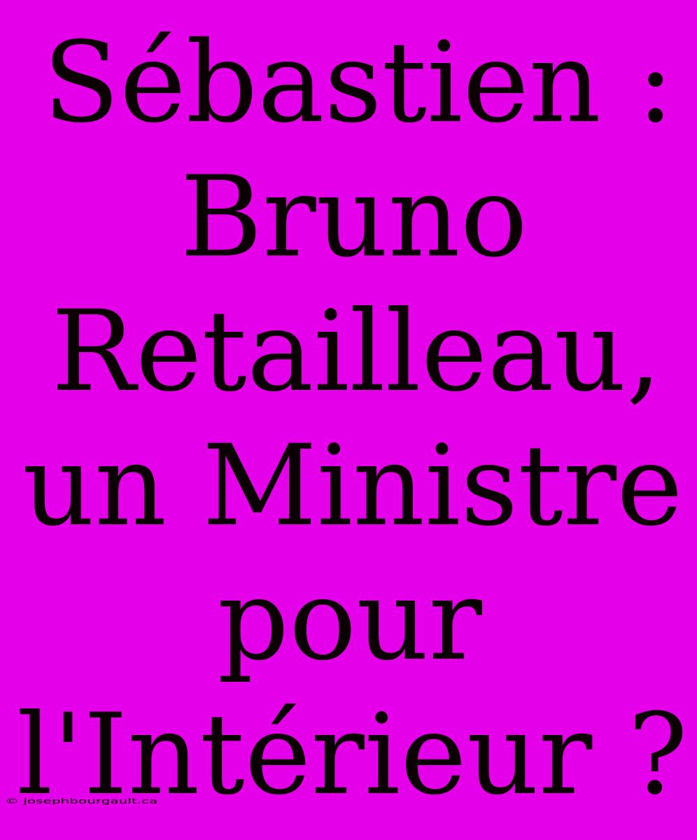 Sébastien : Bruno Retailleau, Un Ministre Pour L'Intérieur ?