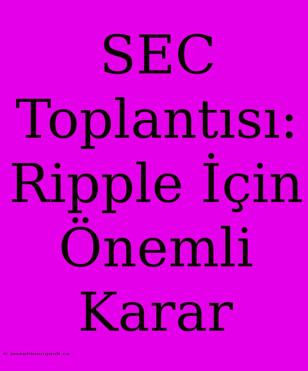 SEC Toplantısı: Ripple İçin Önemli Karar