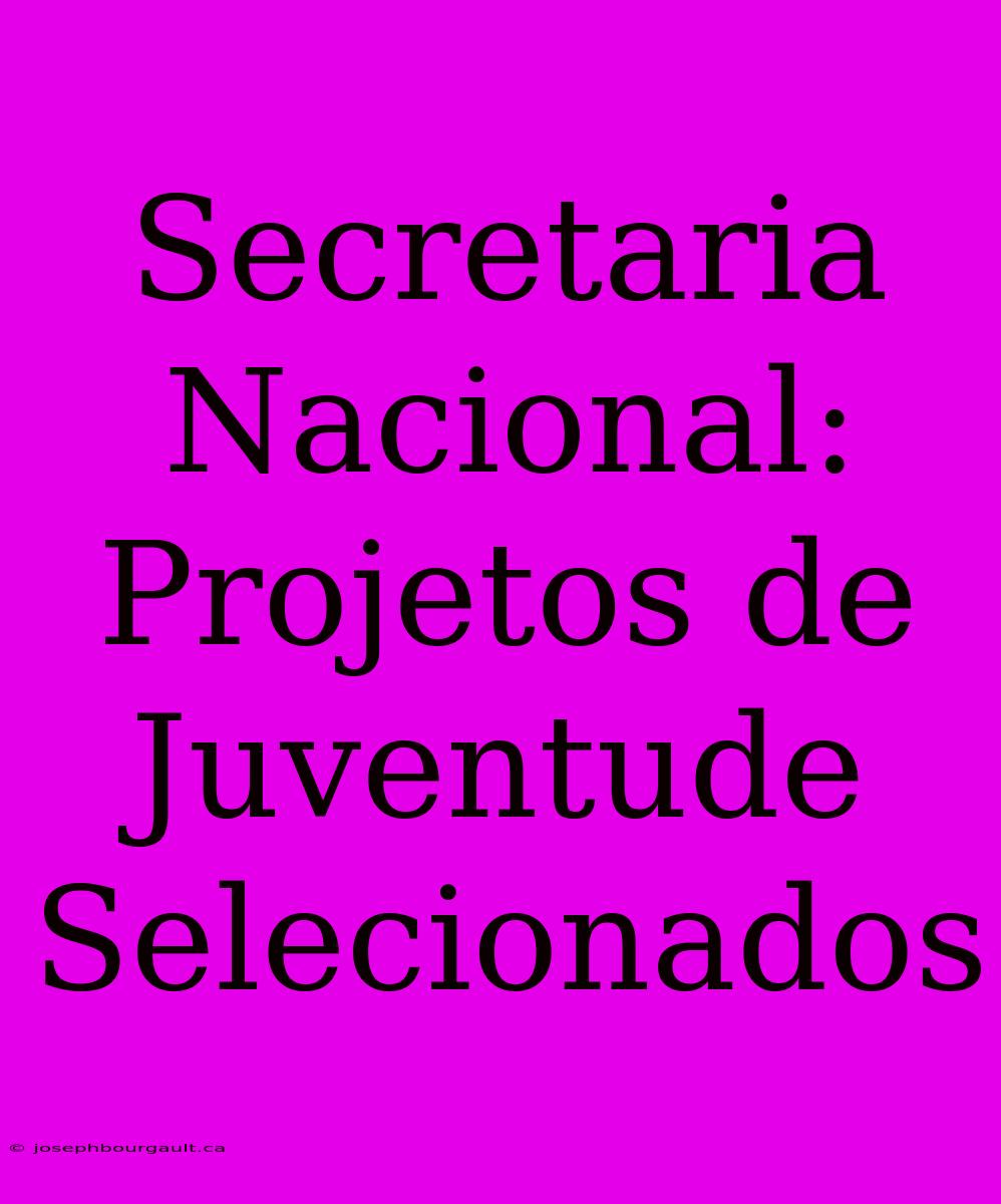 Secretaria Nacional: Projetos De Juventude Selecionados