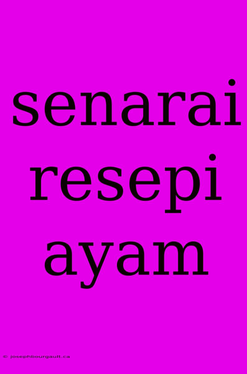 Senarai Resepi Ayam