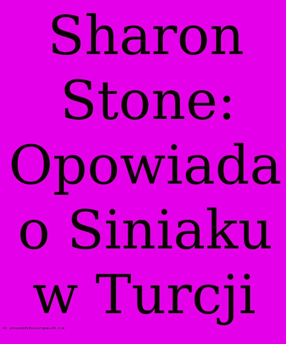 Sharon Stone: Opowiada O Siniaku W Turcji