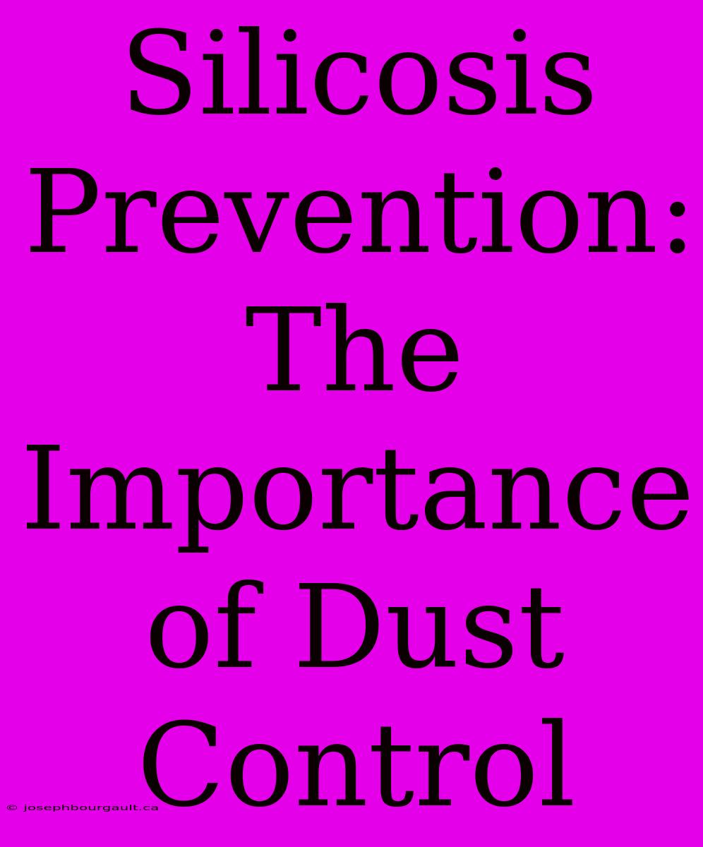 Silicosis Prevention: The Importance Of Dust Control