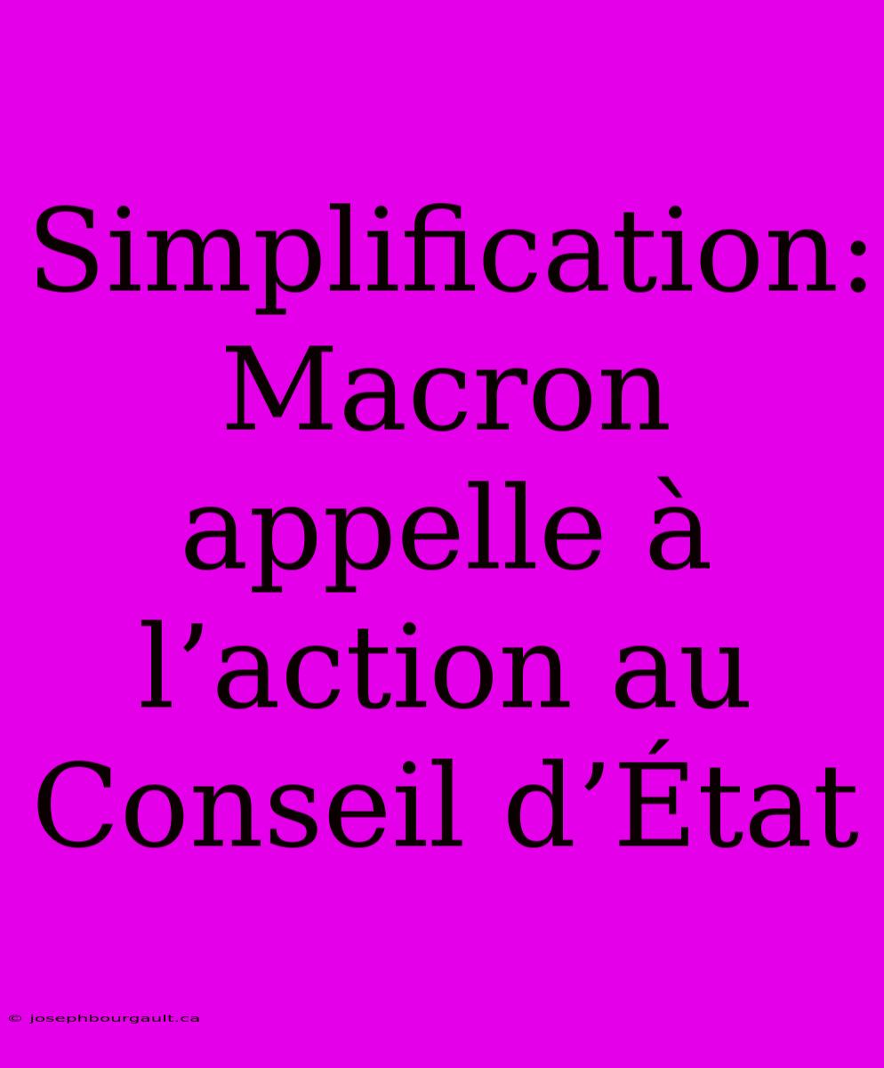 Simplification: Macron Appelle À L’action Au Conseil D’État