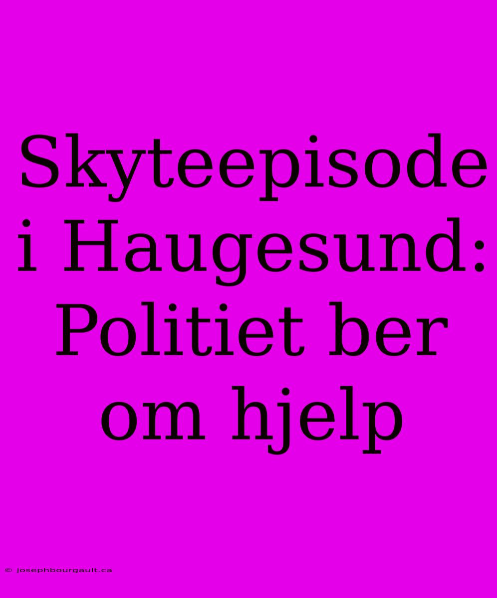 Skyteepisode I Haugesund: Politiet Ber Om Hjelp