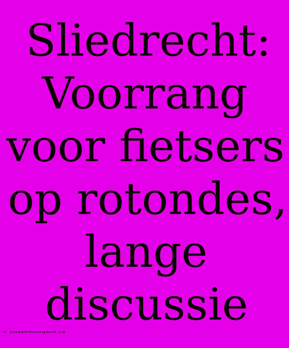 Sliedrecht: Voorrang Voor Fietsers Op Rotondes, Lange Discussie