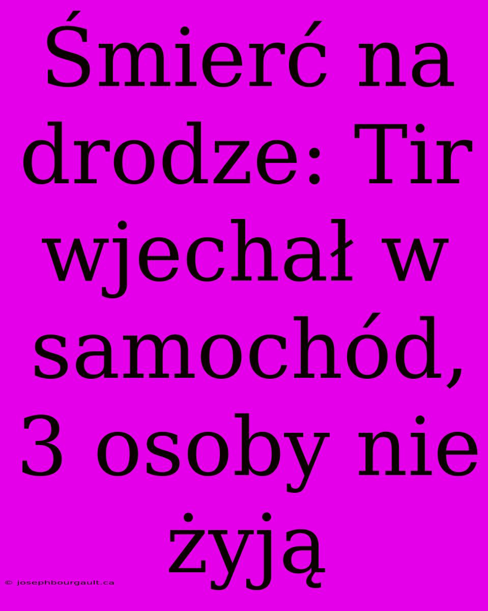 Śmierć Na Drodze: Tir Wjechał W Samochód, 3 Osoby Nie Żyją