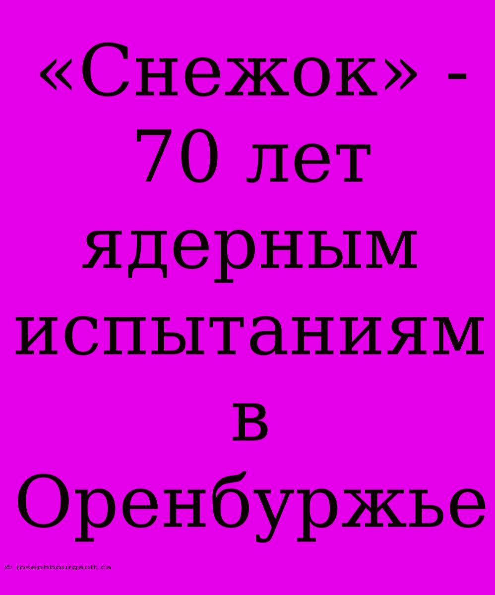 «Снежок» - 70 Лет Ядерным Испытаниям В Оренбуржье