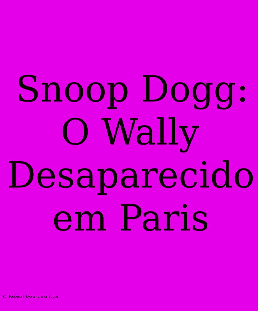 Snoop Dogg: O Wally Desaparecido Em Paris