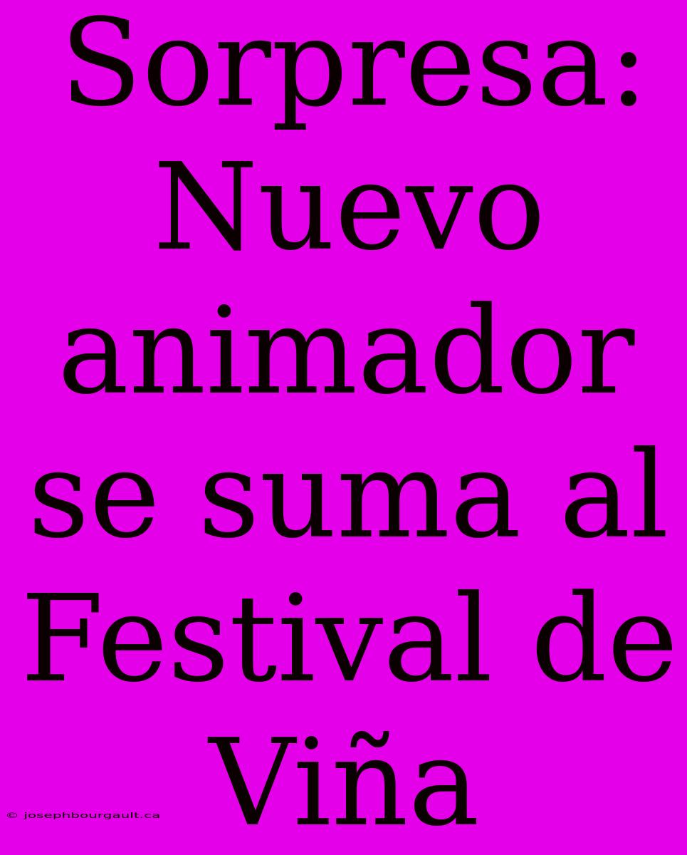 Sorpresa: Nuevo Animador Se Suma Al Festival De Viña