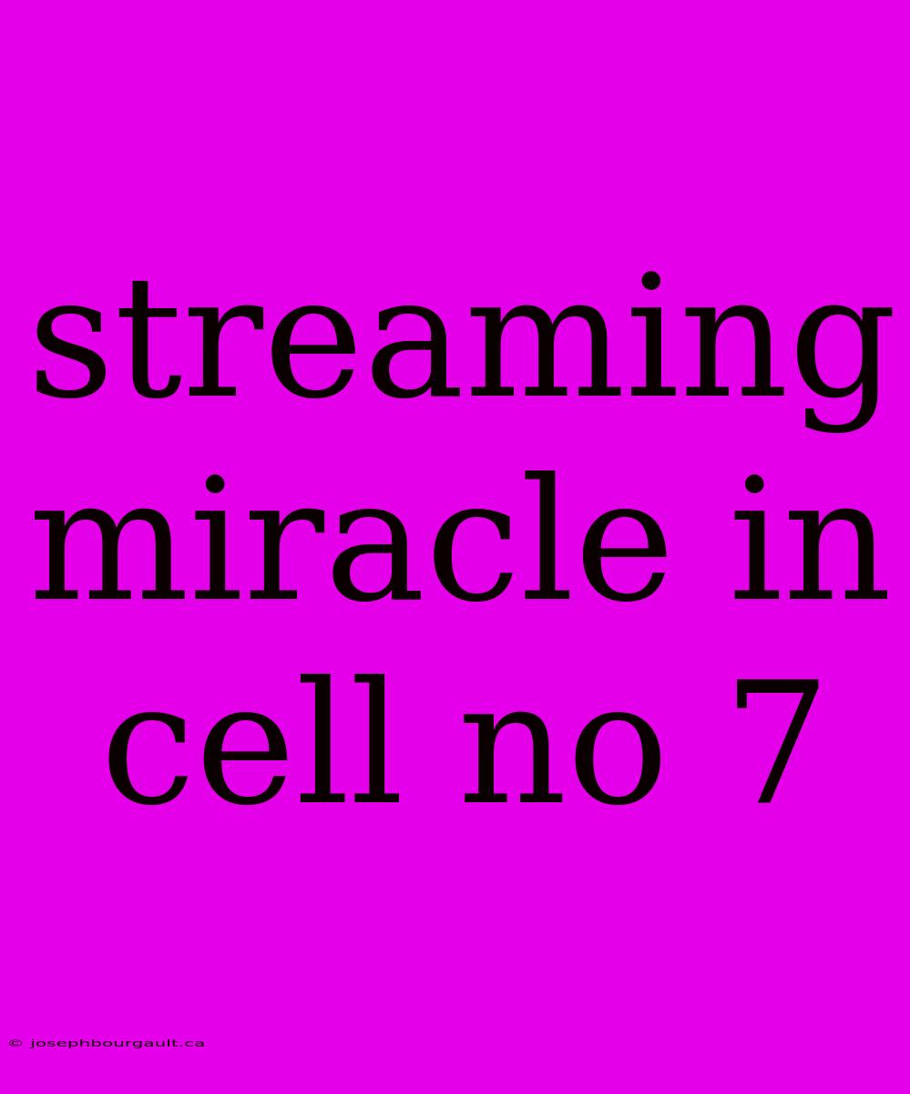 Streaming Miracle In Cell No 7