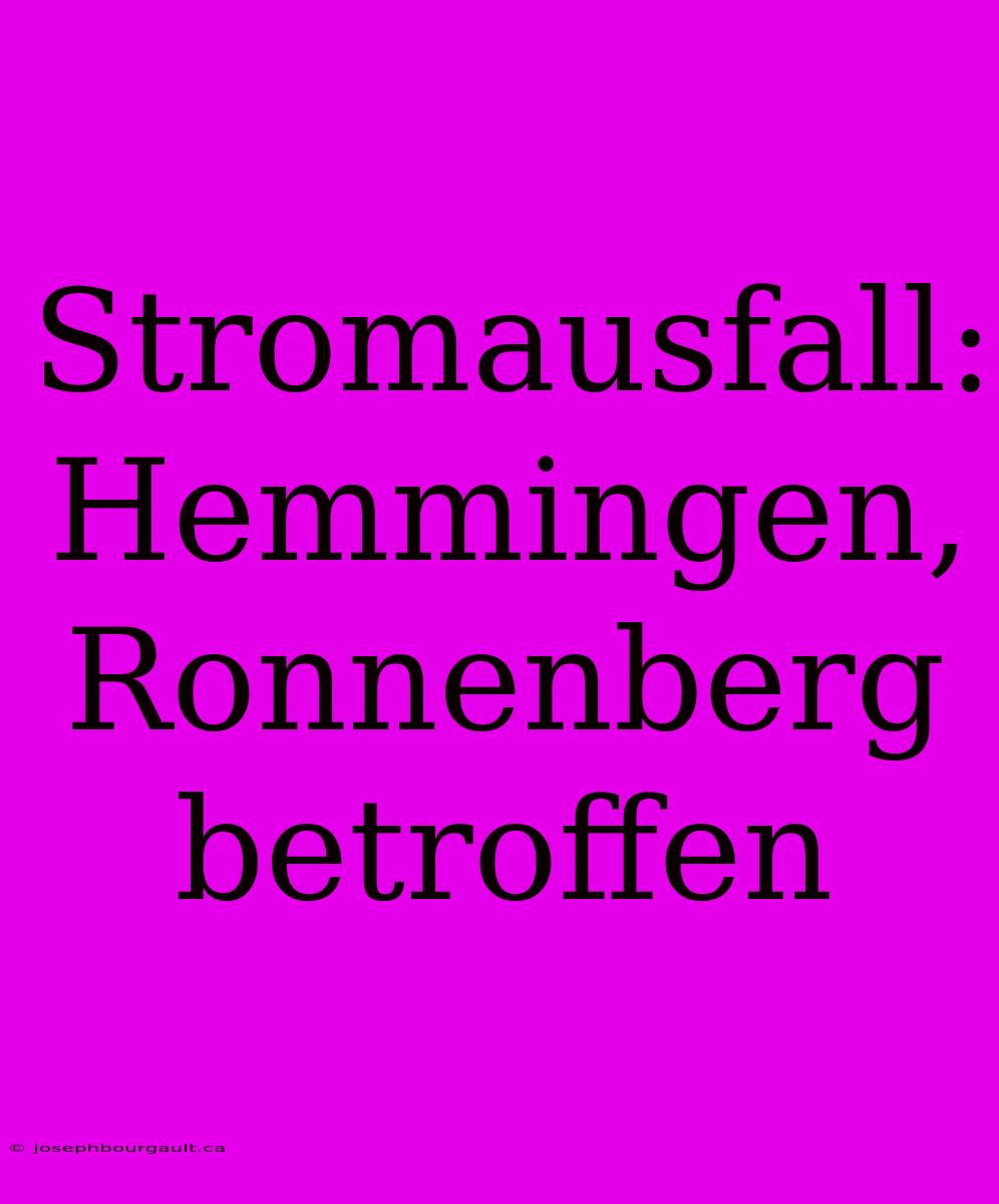 Stromausfall: Hemmingen, Ronnenberg Betroffen