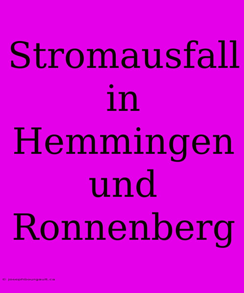 Stromausfall In Hemmingen Und Ronnenberg