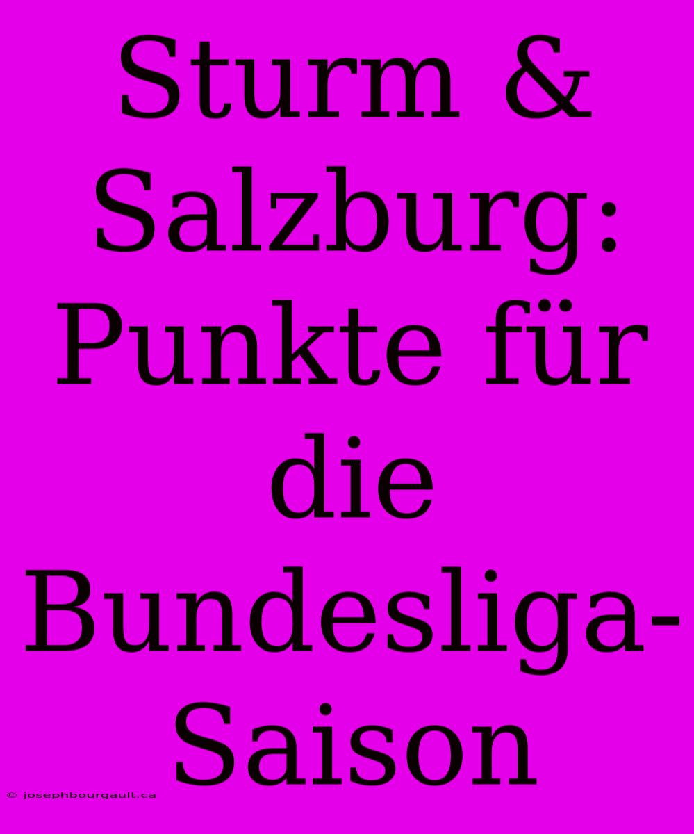 Sturm & Salzburg: Punkte Für Die Bundesliga-Saison