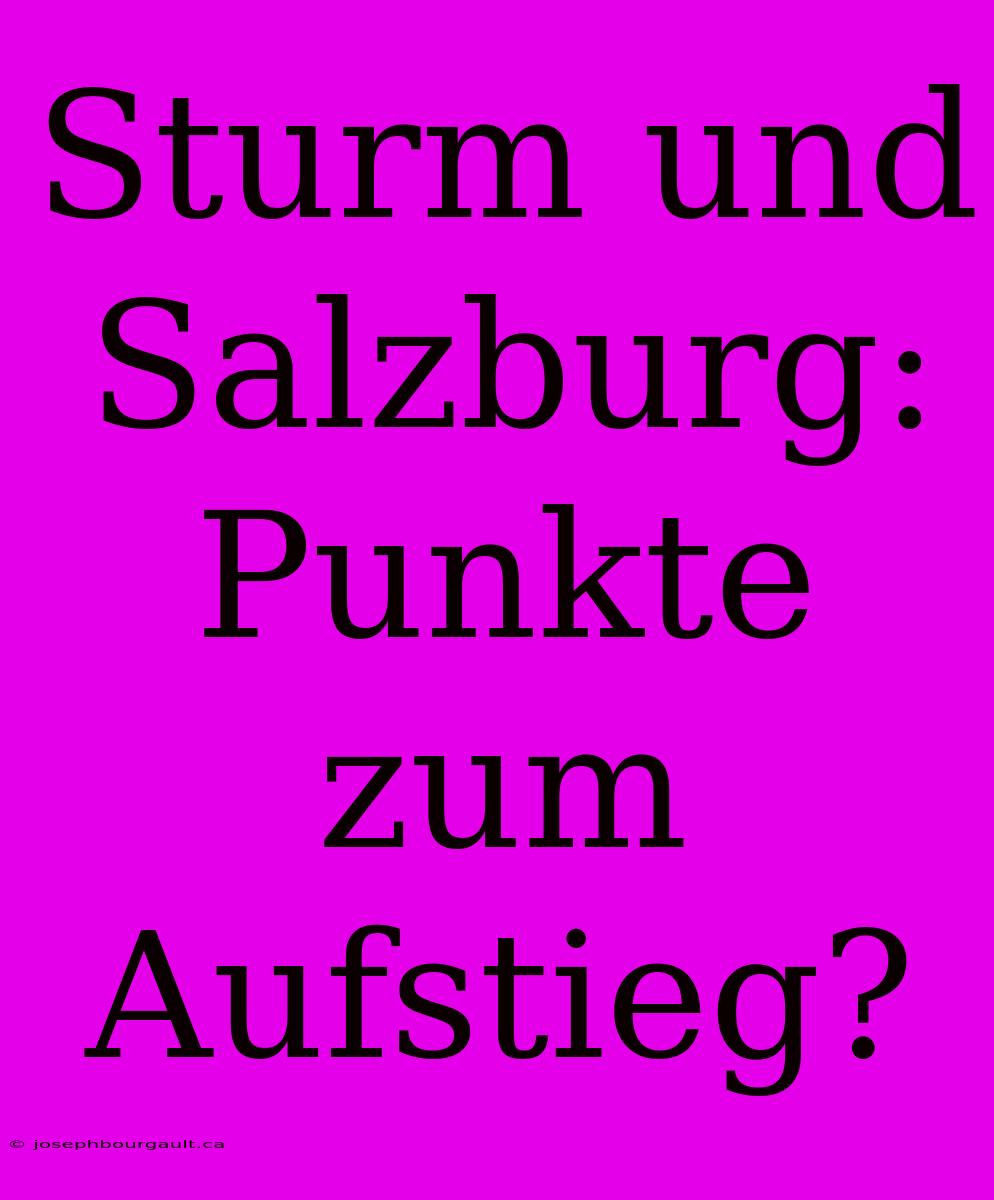 Sturm Und Salzburg: Punkte Zum Aufstieg?