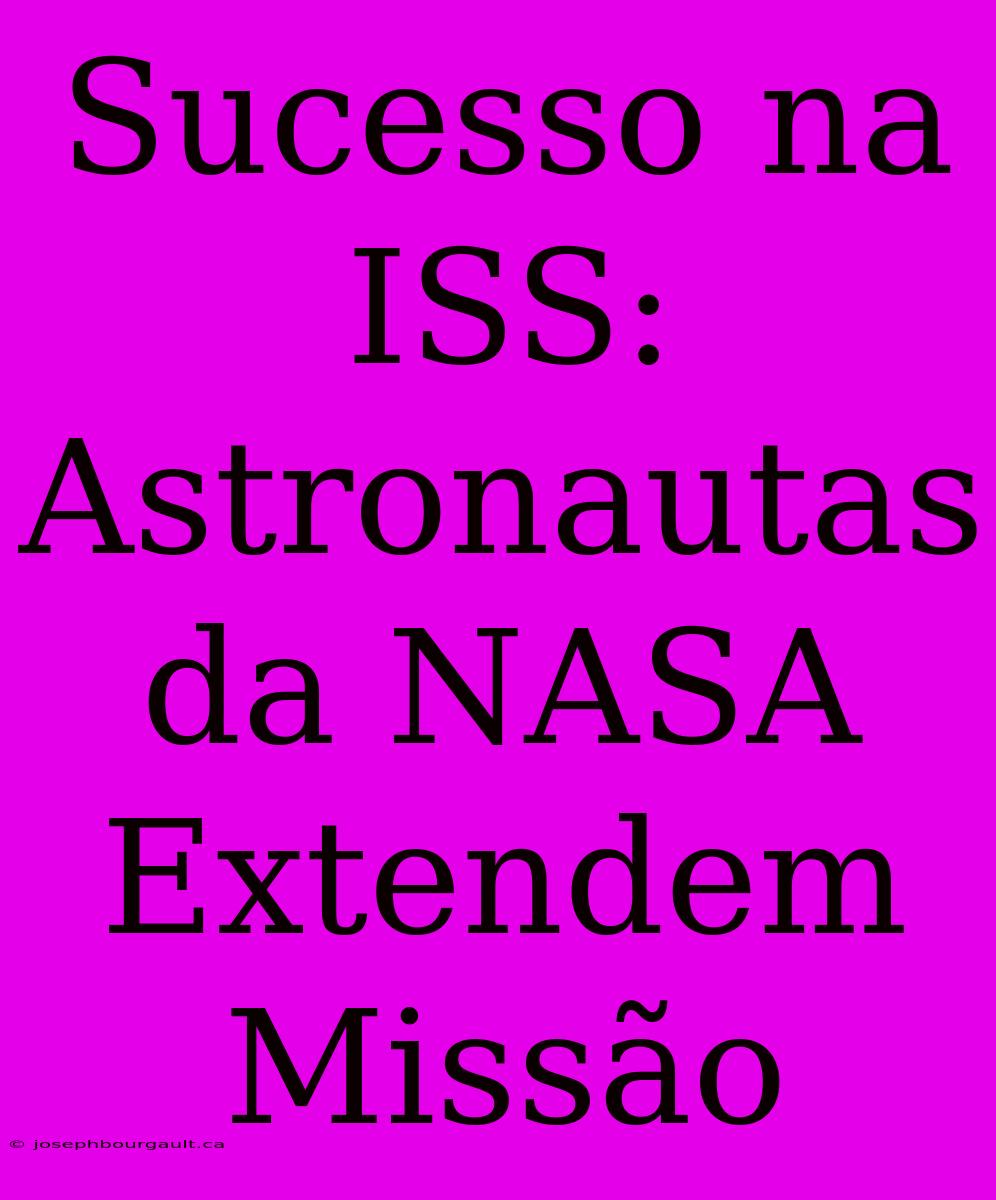 Sucesso Na ISS: Astronautas Da NASA Extendem Missão