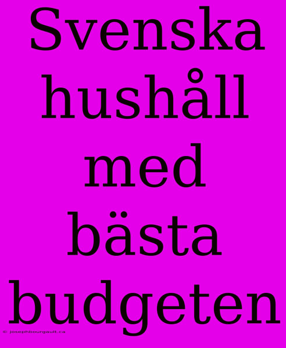 Svenska Hushåll Med Bästa Budgeten