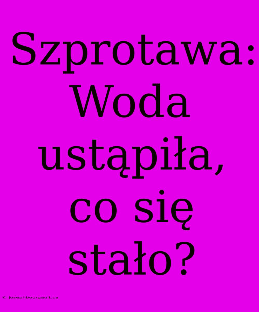 Szprotawa: Woda Ustąpiła, Co Się Stało?