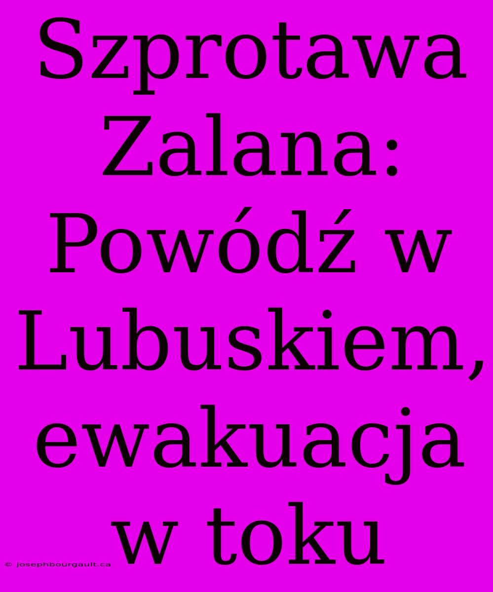 Szprotawa Zalana: Powódź W Lubuskiem, Ewakuacja W Toku