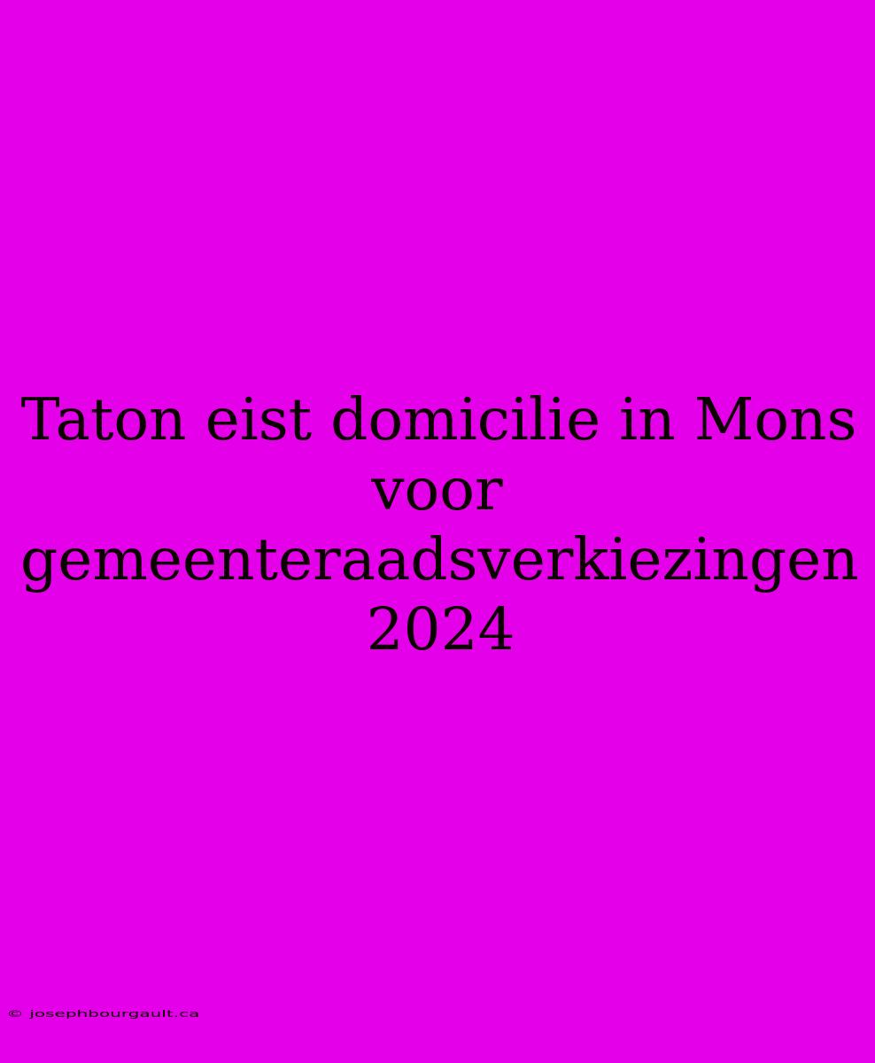 Taton Eist Domicilie In Mons Voor Gemeenteraadsverkiezingen 2024