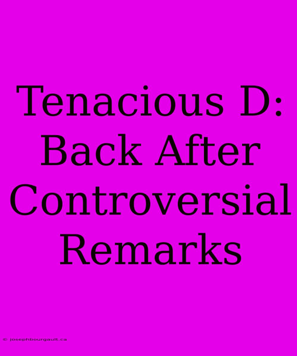 Tenacious D: Back After Controversial Remarks