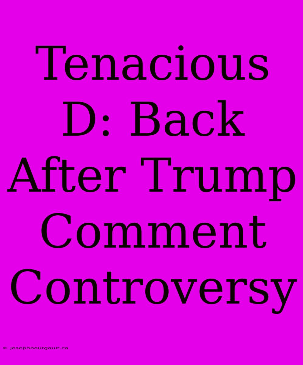 Tenacious D: Back After Trump Comment Controversy