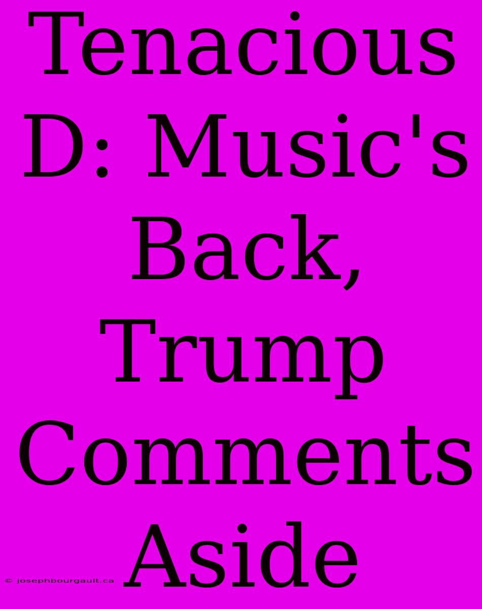 Tenacious D: Music's Back, Trump Comments Aside