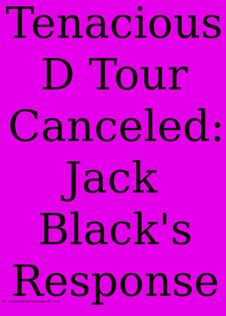 Tenacious D Tour Canceled: Jack Black's Response