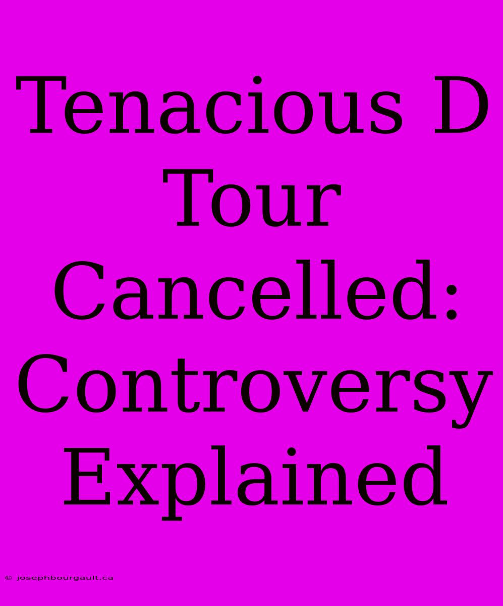 Tenacious D Tour Cancelled: Controversy Explained