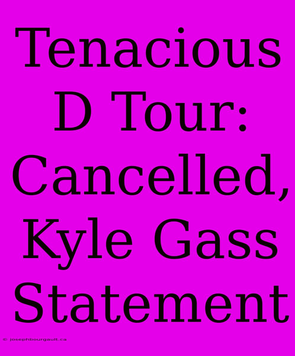 Tenacious D Tour: Cancelled, Kyle Gass Statement