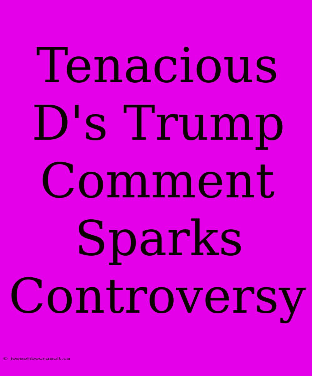 Tenacious D's Trump Comment Sparks Controversy