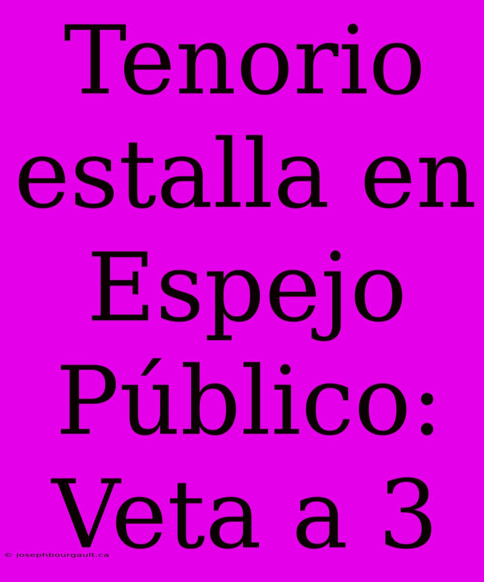 Tenorio Estalla En Espejo Público: Veta A 3