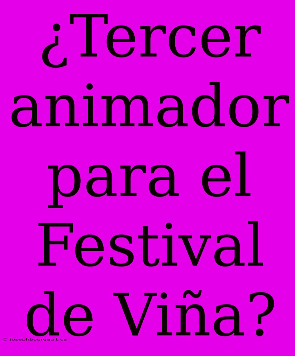 ¿Tercer Animador Para El Festival De Viña?