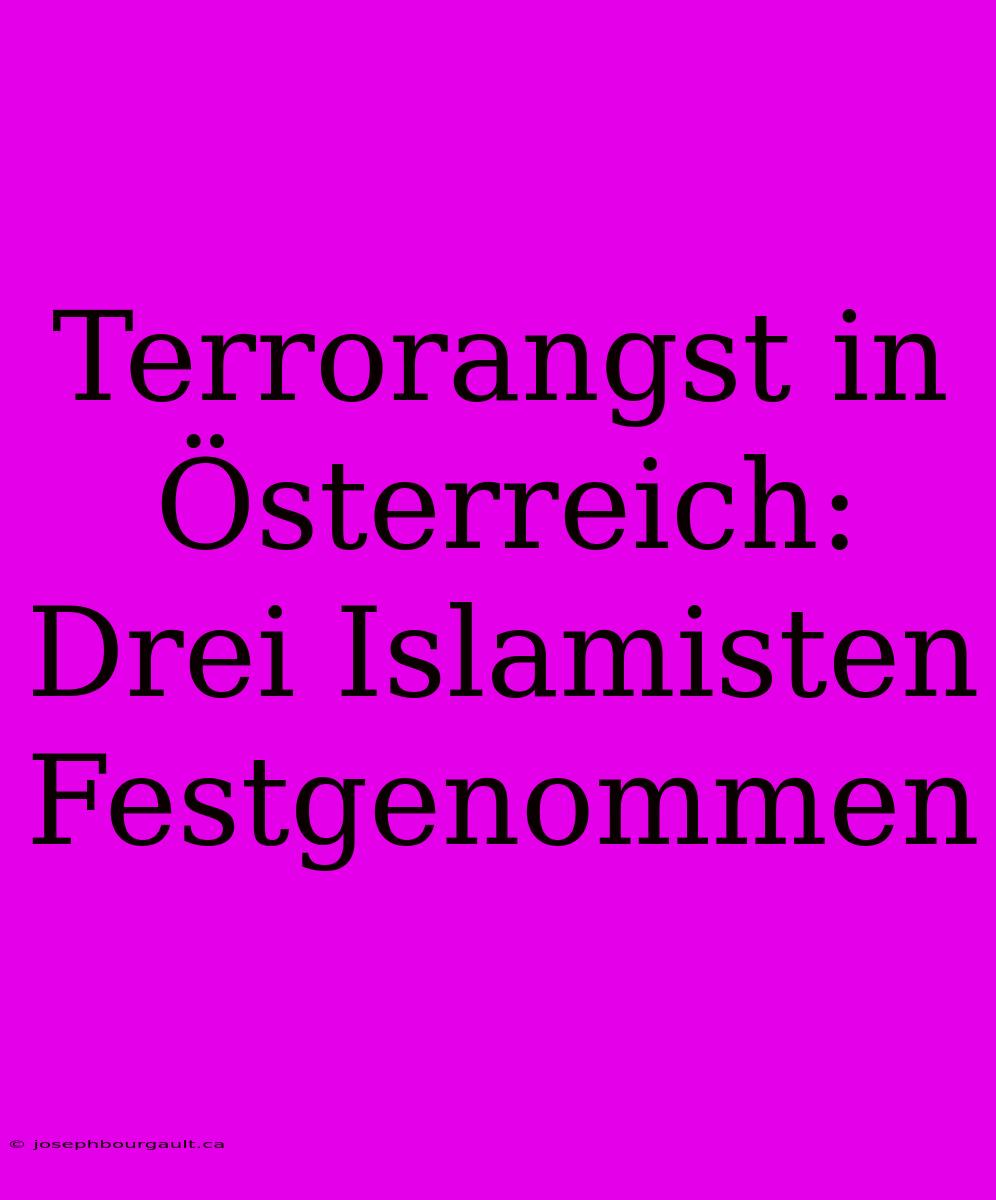 Terrorangst In Österreich: Drei Islamisten Festgenommen