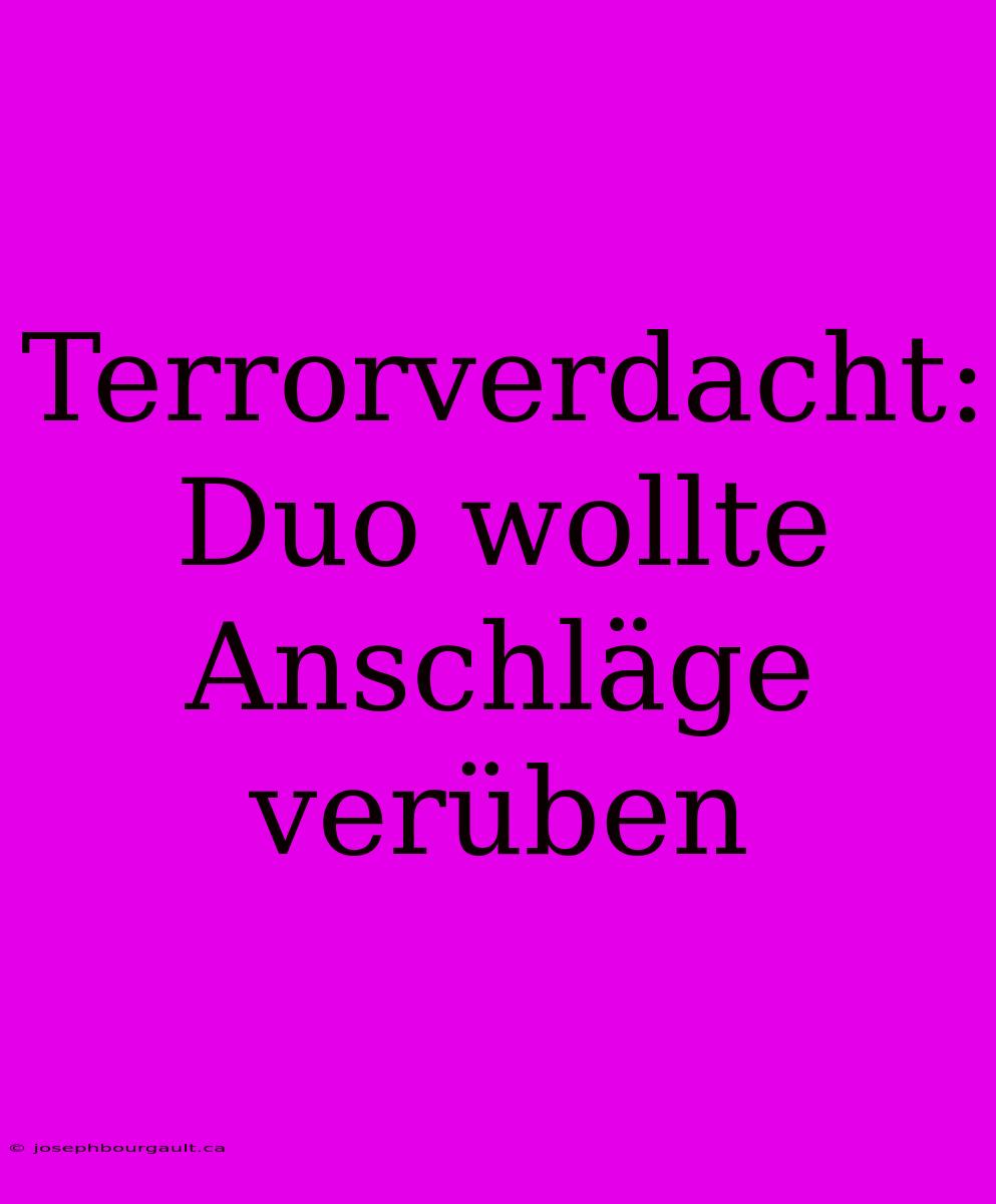 Terrorverdacht: Duo Wollte Anschläge Verüben