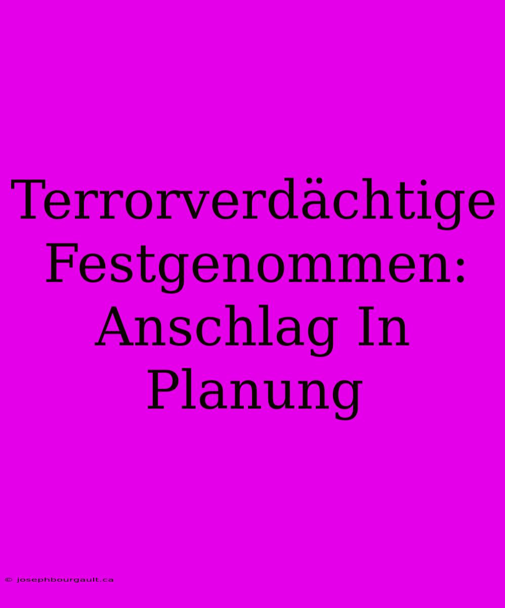 Terrorverdächtige Festgenommen: Anschlag In Planung