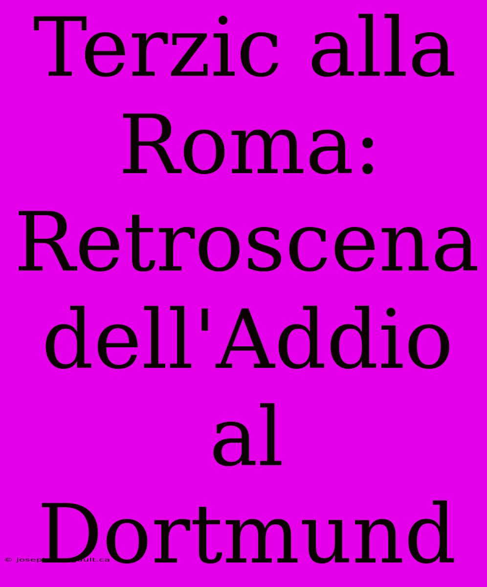 Terzic Alla Roma: Retroscena Dell'Addio Al Dortmund