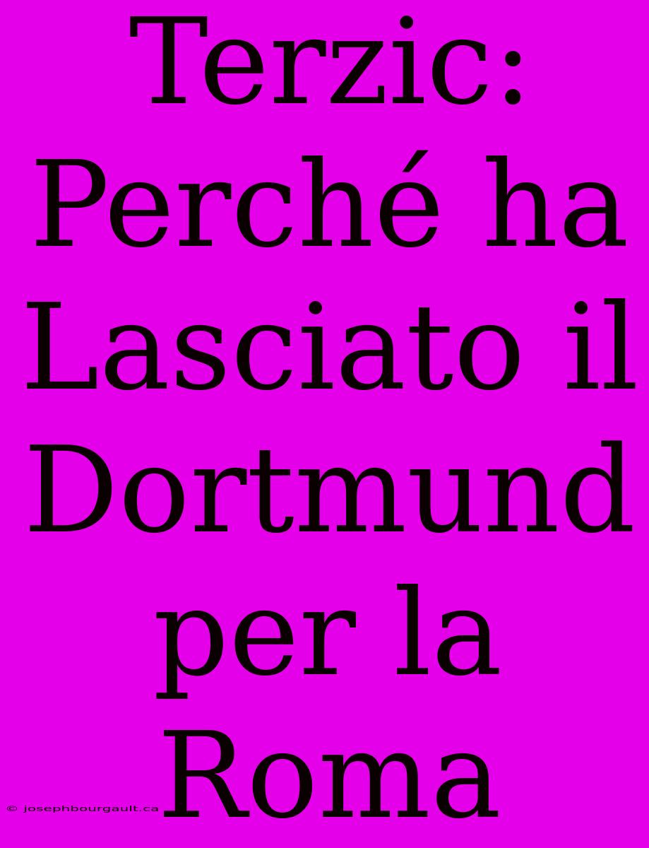 Terzic: Perché Ha Lasciato Il Dortmund Per La Roma